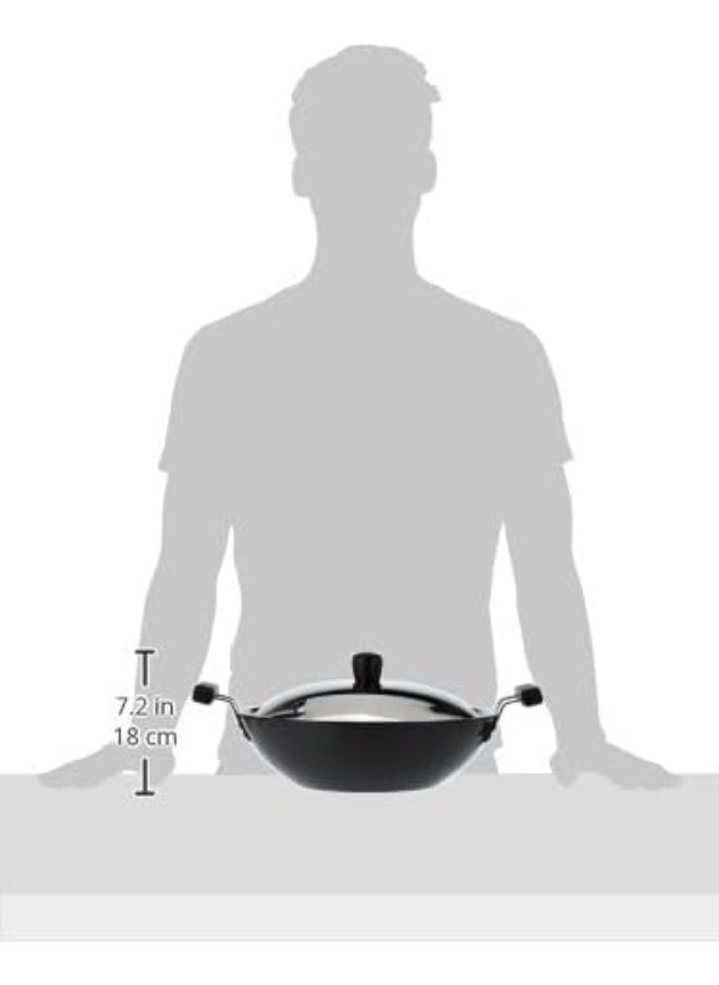 Hawkins 5 Liters Futura Hard Anodised Aluminium Kadai/Frying Pan With Stainless Steel Lid,Black  - Image 5