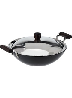 Hawkins 5 Liters Futura Hard Anodised Aluminium Kadai/Frying Pan With Stainless Steel Lid,Black  - Image 1