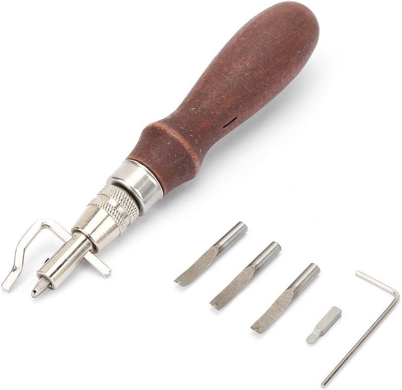Tbest Leather R Leather Creaser Leather Tming Tool Beveller Leather Ft Tool,7 in 1 Multifunction Beveller R Handle Leather Creaser Tming Tool - Image 3