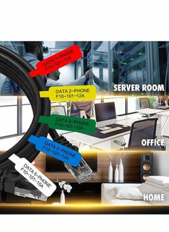 Excefore D11 Cable Labels, 65Pcs Waterproof Wire Cord Labels Tags Stickers Tear Resistant Flexible Computer Color Markers Identification Tape-Black Print on White Paper  - Image 2