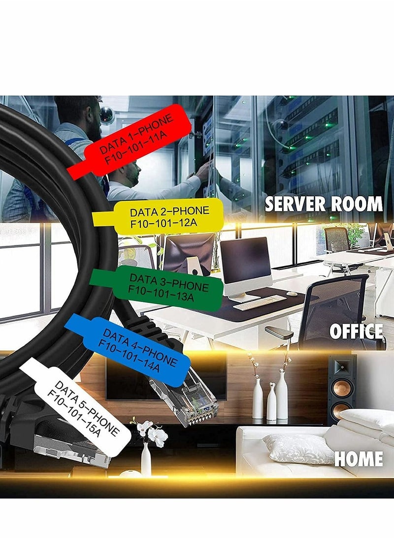 Excefore - D11 Cable Labels, 65Pcs Waterproof Wire Cord Labels Tags Stickers Tear Resistant Flexible Computer Color Markers Identification Tape-Black Print on White Paper - Image 1