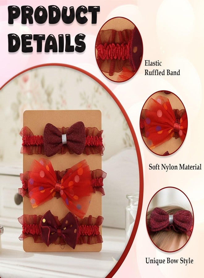SYGA 3 Pcs Baby Headband Set – Polka Dot and Fabric Bows Designs – Soft, Stretchy Elastic, Infant & Toddler Headbands, Perfect for Newborns, Photoshoots & Gifts (Red) - Image 5