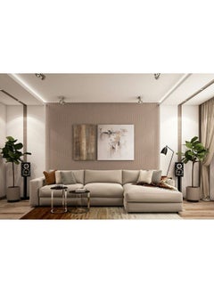 Al Home 4 Seater L-shape Sofa Linen 270x170x85x85 Cm - Beige  - Image 1