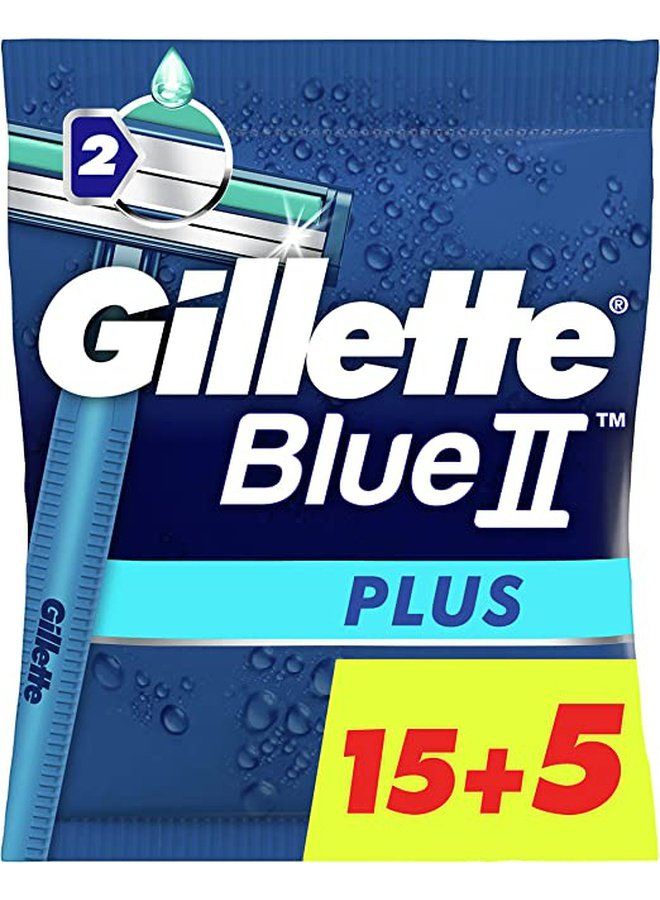 Gillette Blue II Plus Disposable Razors 15 + 5 free razors