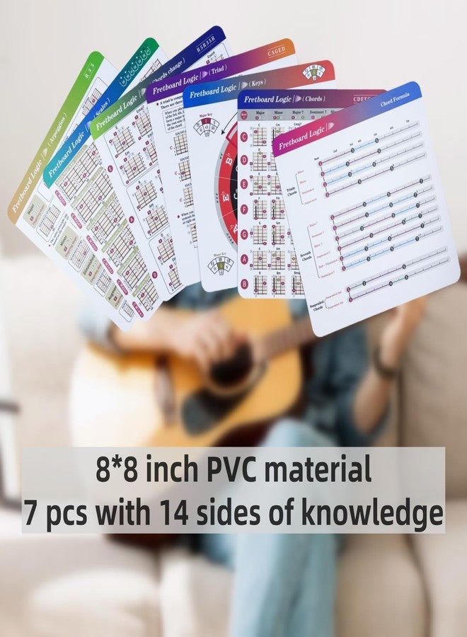 Ssllretu Guitar Chords Chart Pack for Guitar, Guitar Fretboard Logic - Guitar Chord Progressions, Chords change, Scales, Triads, Keys, Arpeggios. Music Learning Tool, Guitar Theory Cheat Sheet - Image 2