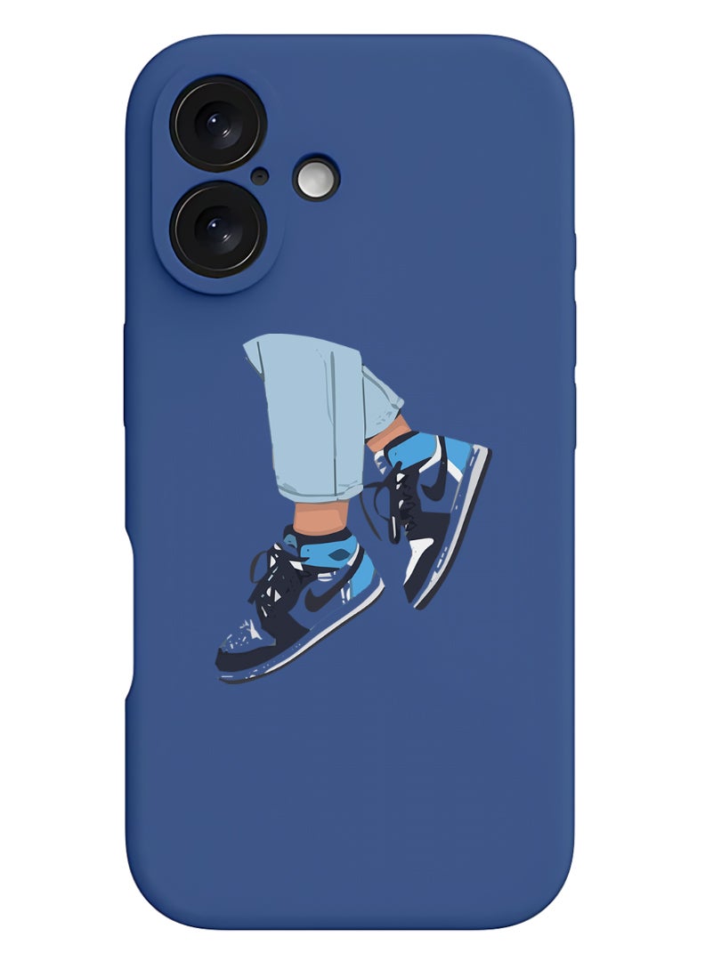 Theodor iPhone 16 Plus Blue Protective Slim Fit Case Liquid Silicone Cover with Full Body Protection Anti-Scratch Shockproof Case For iPhone - Sneakers - Image 1