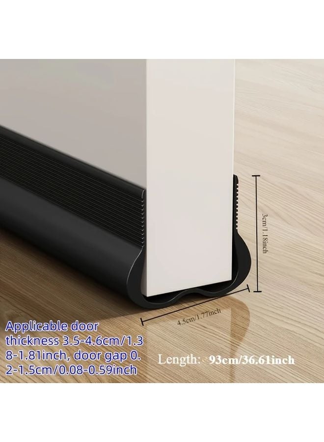 Black Adjustable Plastic Door Draft Stopper Bottom Guard Noise Reduction Sound Insulation - Image 3