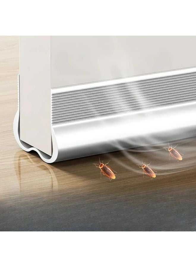 Black Adjustable Plastic Door Draft Stopper Bottom Guard Noise Reduction Sound Insulation - Image 4