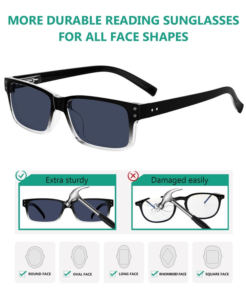 Eyekepper Vintage Reading Sunglasses for Men - 5 Pack Grey Tinted Lens Readers +1.50 - Image 3