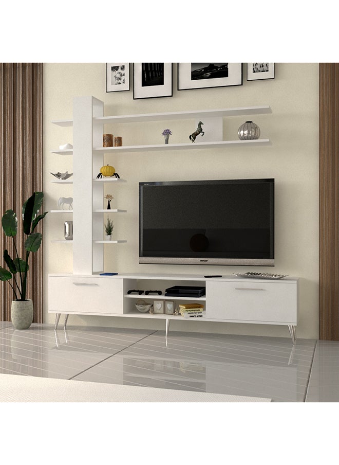 Stylish Home - Modern white TV wall unit table - TV07 40x200x185 cm - Image 1
