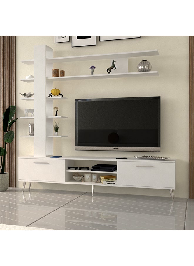 Stylish Home - Modern white TV wall unit table - TV07 40x200x185 cm - Image 1