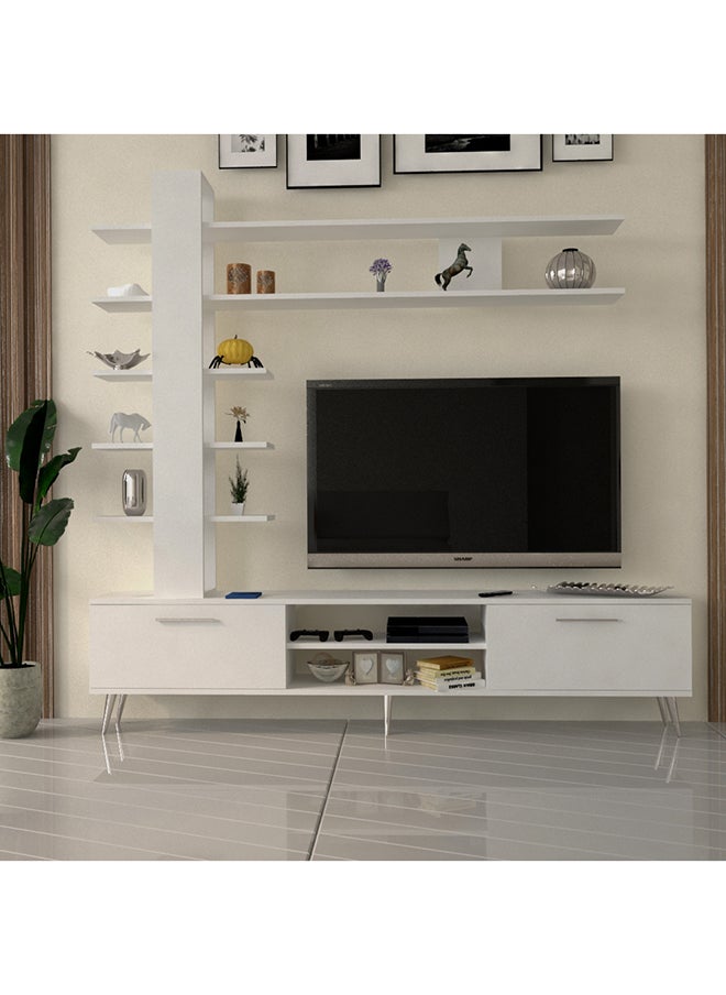 Stylish Home - Modern white TV wall unit table - TV07 40x200x185 cm - Image 1