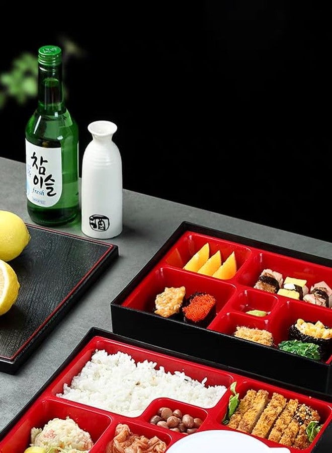 Asian Home Traditional Japanese 5 Compartment Lacquered Bento Lunch Box w. Cover L10.5" x W8.5" x D2.5" - Image 4