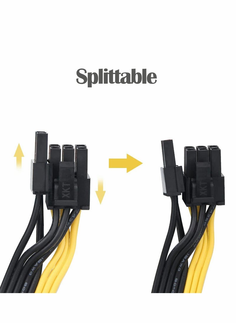 Excefore كابل مقسم PCI-e، 6 دبابيس ذكر إلى 8 دبابيس (6+2) ذكر مزدوج، 80 سم، كابل مقسم طاقة وحدة معالجة الرسومات للتعدين، كابل PCI-E PCI Express - Image 5