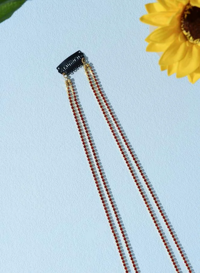 تايك تو Rhinestone Layered Chain Hair Clip