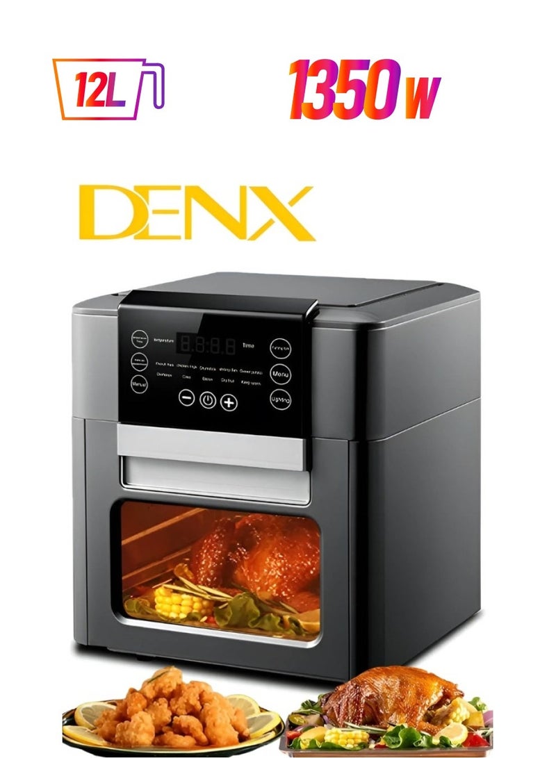 Denx Healthy Air Fryer Without Oil For Fry/Grill/Bake/Roast Capacity 12 Liters Power 1600 Watts - Black Color - Image 1