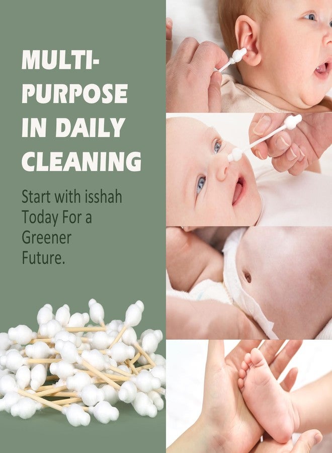 Isshah Baby Cotton Swabs - 108 Count - FSC Certified and PETA Approved, Bamboo Handle Cotton Tips, 100% Biodegradable, Gentle, Eco Friendly, Double Tips, Plastic Free Safety Baby Cotton Buds by Isshah - Image 5