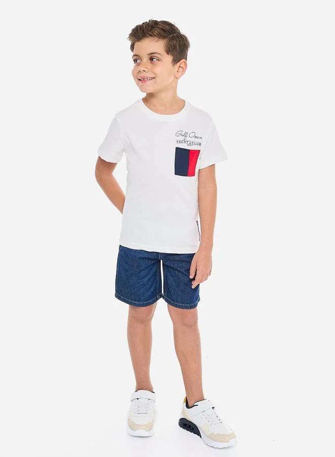 victor and jane Victor And Jane Boys Pocket Graphic T-Shirt and Denim Shorts Set