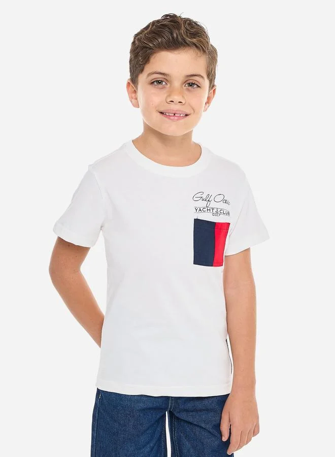 فكتور اند جين Victor And Jane Boys Pocket Graphic T-Shirt and Denim Shorts Set