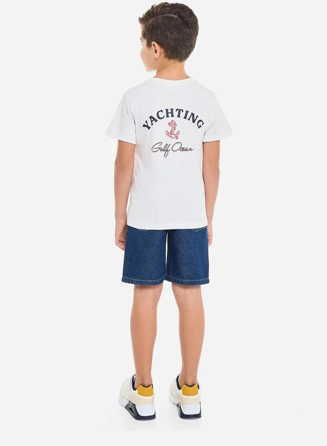 victor and jane Victor And Jane Boys Pocket Graphic T-Shirt and Denim Shorts Set