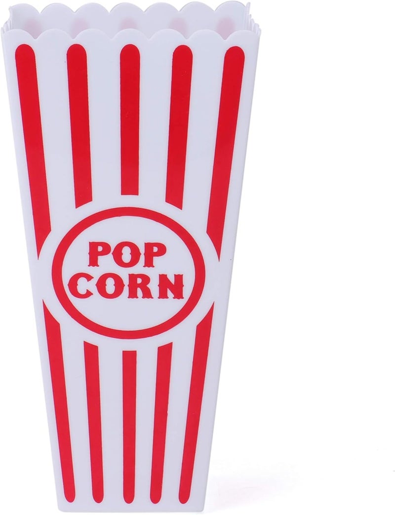 Genaric Classic Reusable Popcorn Container, Red and White Striped, 19.5 cm Tall, Movie Theatre Style