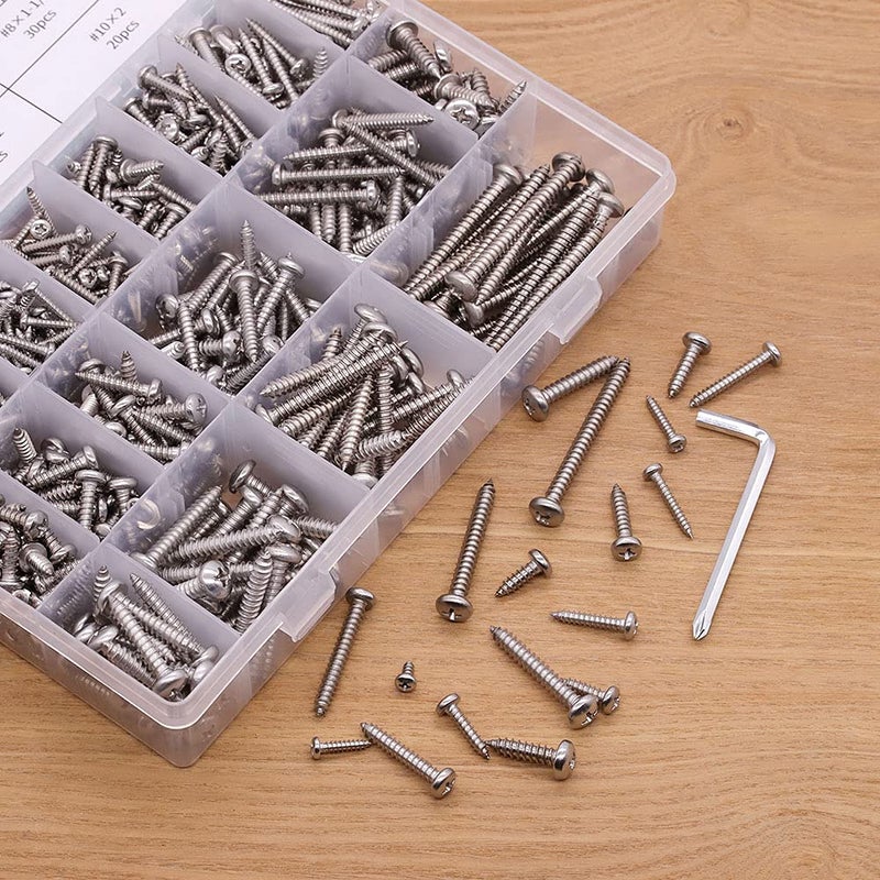 EASTLO (780 PCS) #4#6#8#10 Pan Head Sheet Metal Screws Assortments 304 Stainless Steel 18-8 Self Tapping Screws Hardware Kit - Image 3