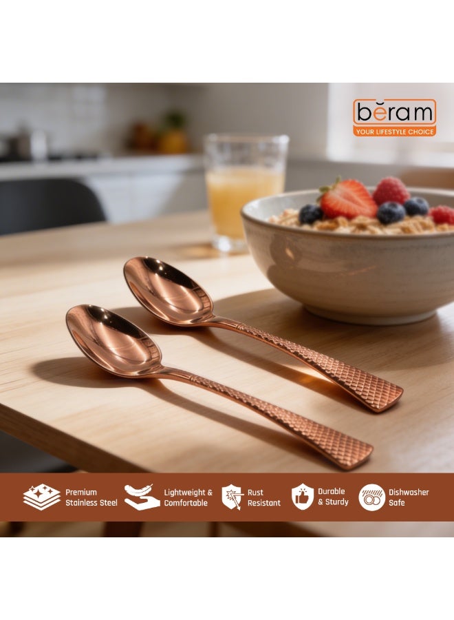 BERAM Sparkling Mermaid Stainless Steel Copper Finish Table Spoon, Premium Quality, Mirror Finish, Kitchen Flatware with Non-Slip Handles (1) - Image 3