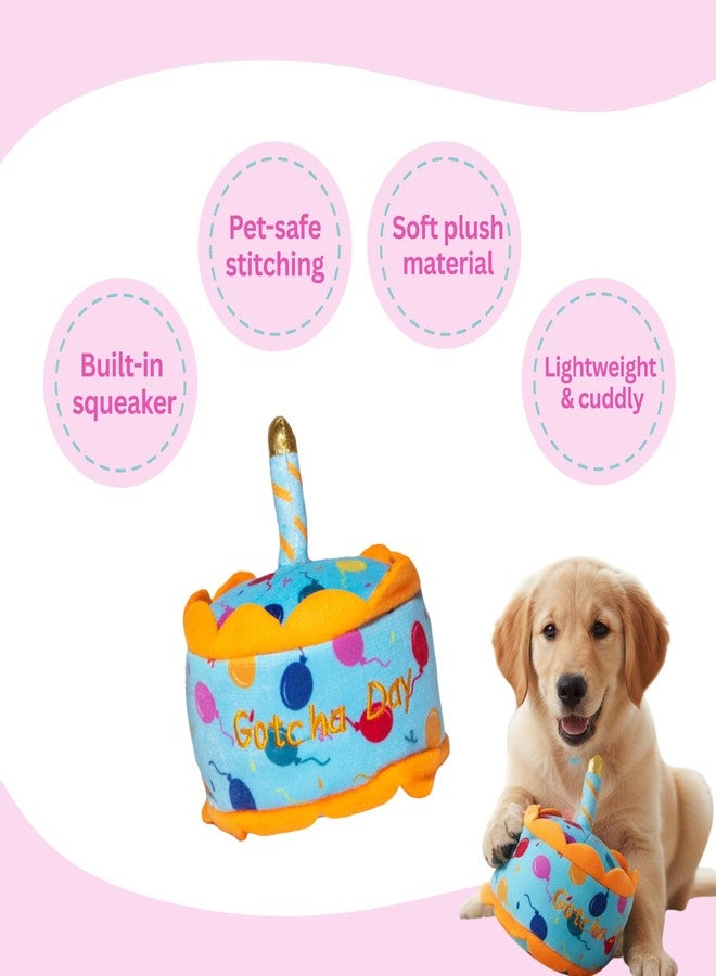 Glow Pups لعبة Glow Pups القطيفة ليوم التبني للكلاب الصغيرة والمتوسطة والكبيرة، هدية للكلاب مع صفارة، هدايا عيد ميلاد الحيوانات الأليفة (كعكة يوم التبني) - Image 3