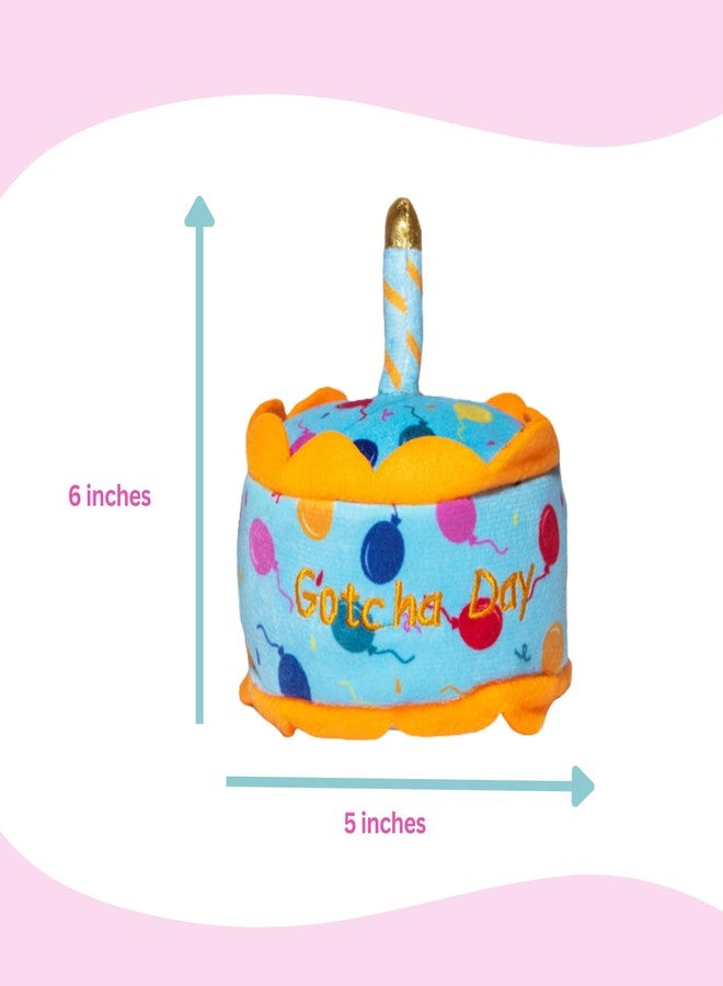 Glow Pups لعبة Glow Pups القطيفة ليوم التبني للكلاب الصغيرة والمتوسطة والكبيرة، هدية للكلاب مع صفارة، هدايا عيد ميلاد الحيوانات الأليفة (كعكة يوم التبني) - Image 4