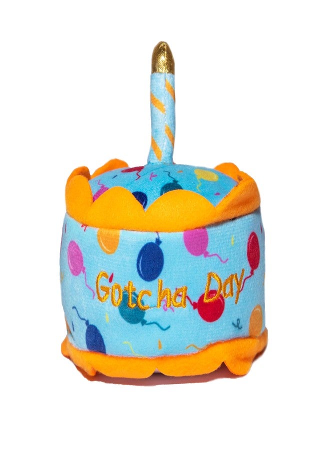 Glow Pups لعبة Glow Pups القطيفة ليوم التبني للكلاب الصغيرة والمتوسطة والكبيرة، هدية للكلاب مع صفارة، هدايا عيد ميلاد الحيوانات الأليفة (كعكة يوم التبني) - Image 1