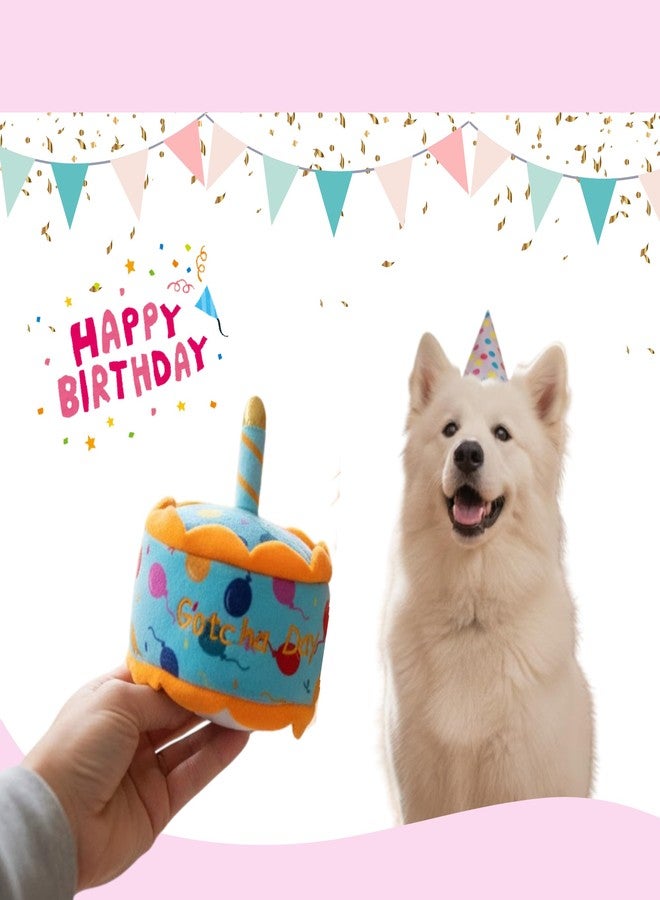 Glow Pups لعبة Glow Pups القطيفة ليوم التبني للكلاب الصغيرة والمتوسطة والكبيرة، هدية للكلاب مع صفارة، هدايا عيد ميلاد الحيوانات الأليفة (كعكة يوم التبني) - Image 5