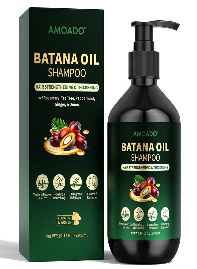 AMOADO Batana Oil Shampoo for Hair Growth, Strengthening, Thickening, Sulfate Free Hair Shampoo for Women & Men with Thinning Hair & Hair Loss, Infused Rosemary, Tea Tree Oil & Mint, 10.15 fl.oz - Image 1