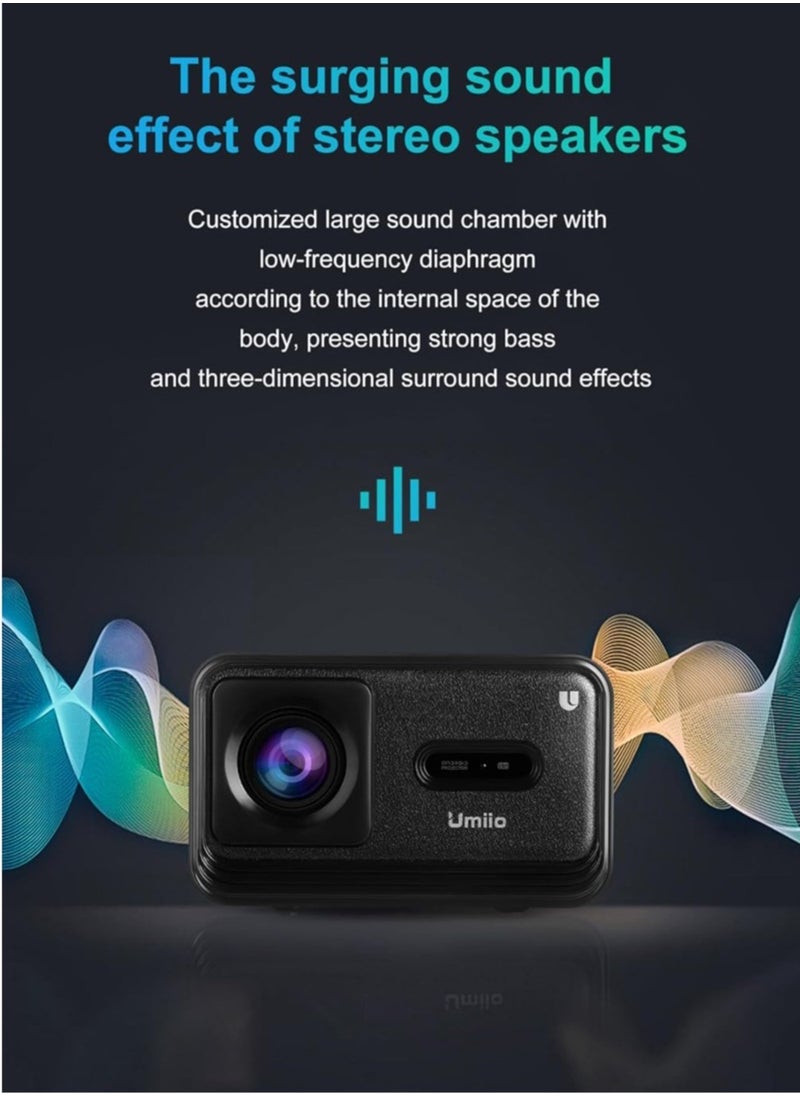 Umiio Smart Home Theater 4K Projector with 5G WiFi & Bluetooth – 1200 ANSI Lumens, 50-150 Inch Zoomable Screen, HDMI/USB/iOS/Android Compatible  - Image 5
