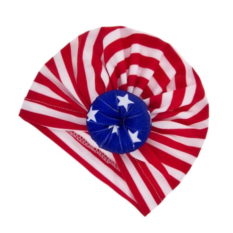 Elastic Knitted Baby Hats Set American Flag Print Soft Cotton All Seasons - Image 2