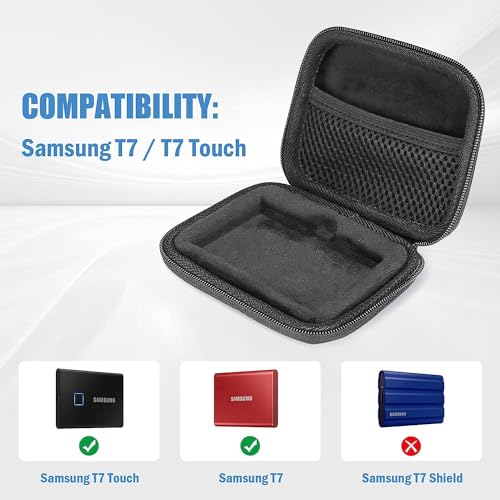 UNIGEAR SSD Case Cover Compatible for Samsung T7 / T7 Touch Portable SSD, Shockproof Storage Travel Organizer for T7 Touch 500GB 1TB 2TB (Only Case) Black - Image 2
