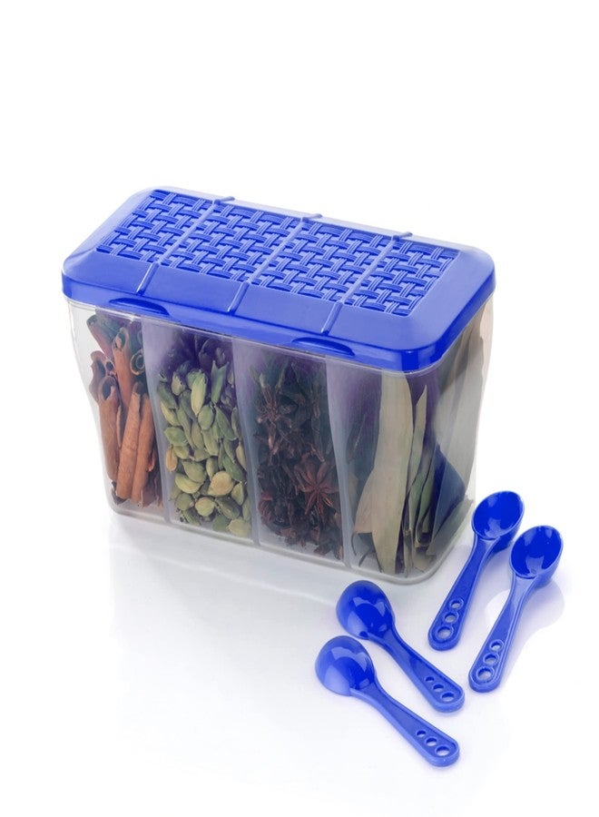 MAGIC SPOON 4 Section Storage Multipurpose Container Spice Box Masala Box (Blue,1800 ml) - Image 4