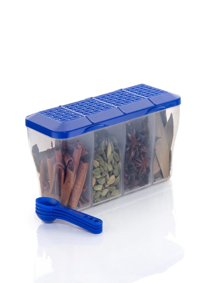 MAGIC SPOON 4 Section Storage Multipurpose Container Spice Box Masala Box (Blue,1800 ml) - Image 2