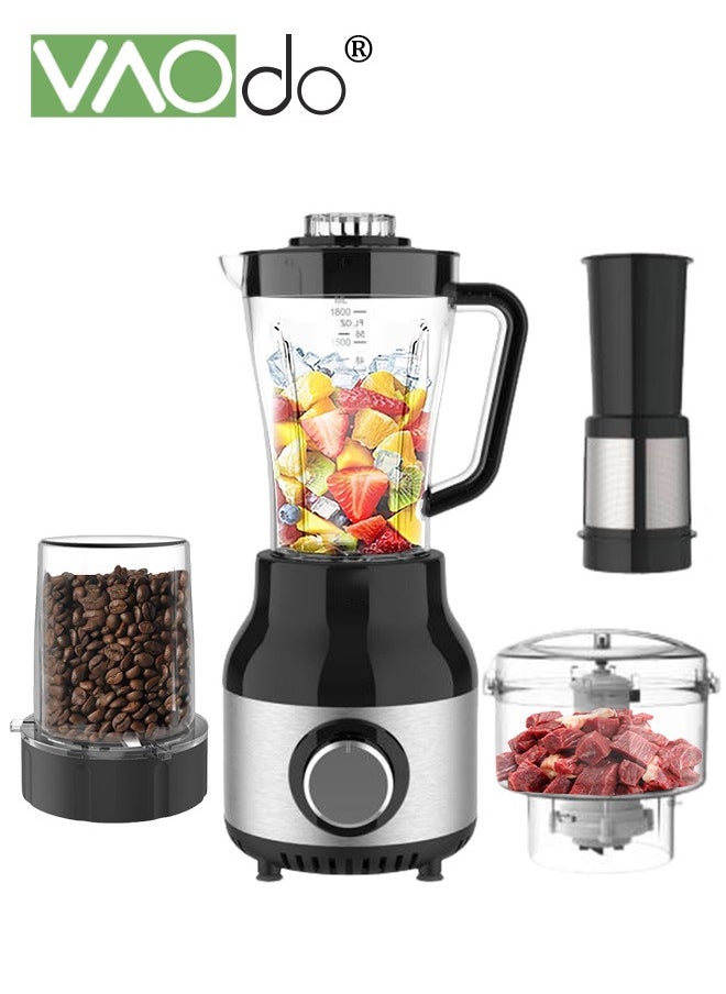 VAOdo 4-In-1 Versatile Blender and Smoothie Maker Meat Grinder with Strainer and Coffee Grinder 500W 2-Speed Speed Regulation 115 Over-Temperature Protection Multifunctional Juicer  - Image 1
