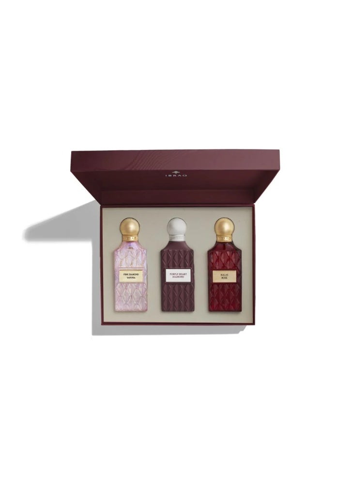 IBRAQ Ibrahim Alqurashi - Maroon Box Diamond (Pink Dimond 75ML, Purple Heart Dimond 75ML, Balase Rose 75ML) - Image 4