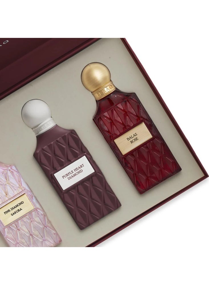 IBRAQ Ibrahim Alqurashi - Maroon Box Diamond (Pink Dimond 75ML, Purple Heart Dimond 75ML, Balase Rose 75ML) - Image 3