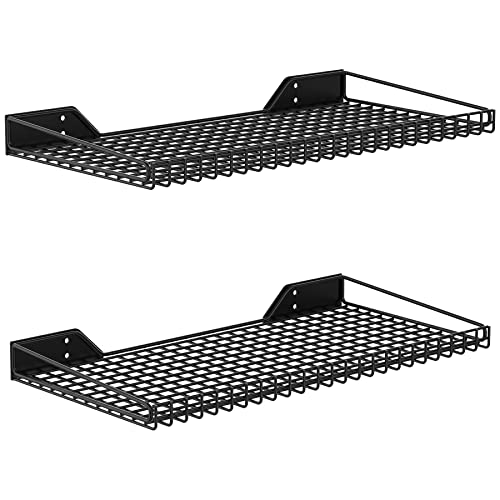 WALMANN 2 Pack Garage Wall Shelf 235 x 12 Wall Mounted Storage Shelves for Garage Closet Laundry Room Heavy Duty Wall Shelving Holds Up to 65 LbsBlack