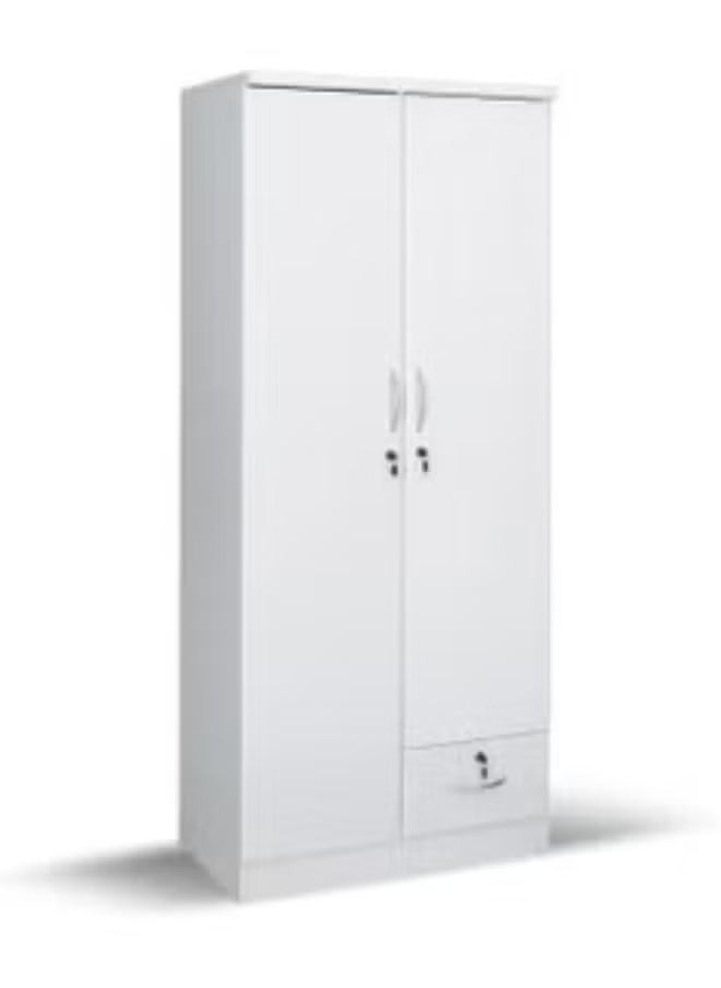 Galaxy Design Galaxy Design 2 Door Wooden Wardrobe, Cabinet, Cupboard Of Engineered Wood With 1 Lockable Drawer Perfect Modern Stylish Heavy Duty Color White  - Image 2