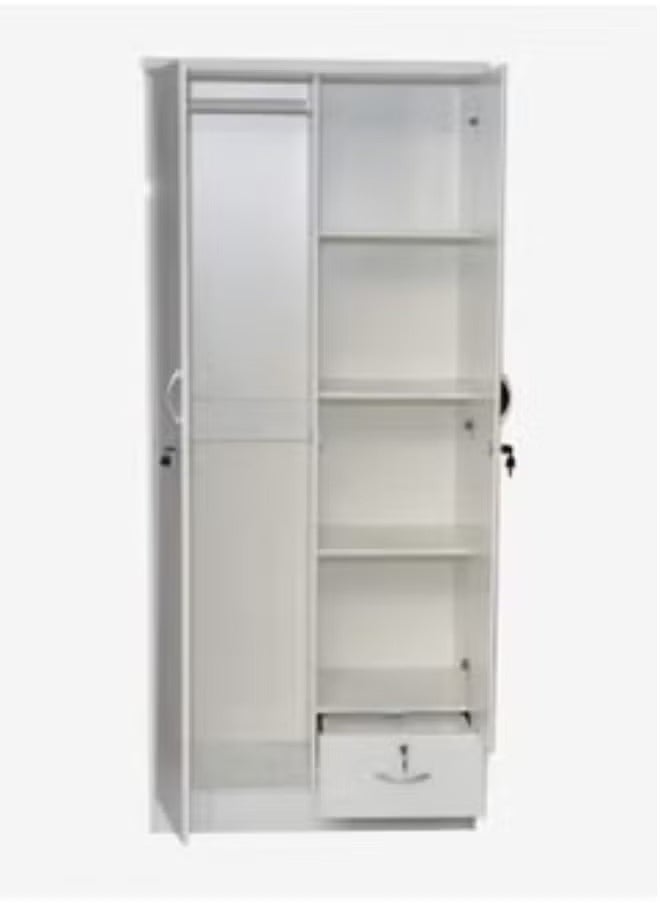 Galaxy Design Galaxy Design 2 Door Wooden Wardrobe, Cabinet, Cupboard Of Engineered Wood With 1 Lockable Drawer Perfect Modern Stylish Heavy Duty Color White  - Image 3