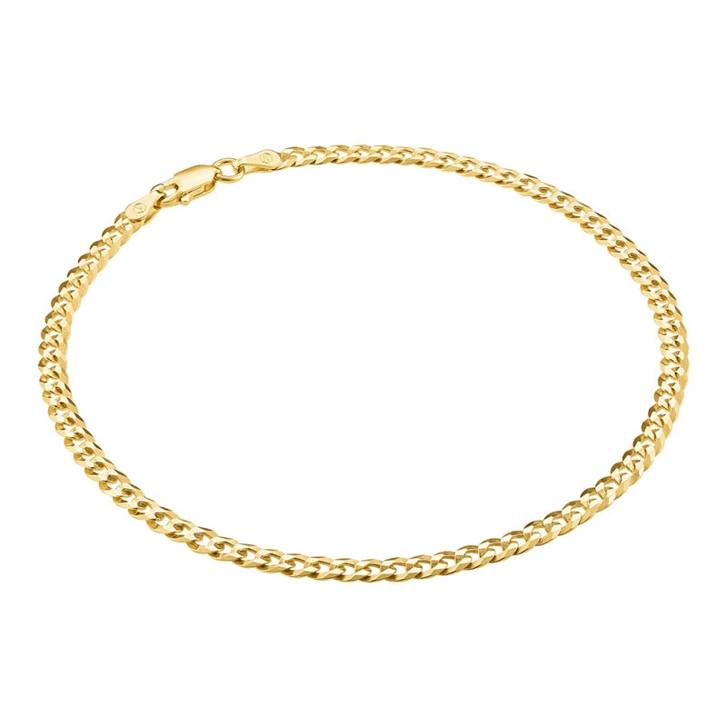 KISPER Gold Ankle Bracelets for Women, 18K Gold Plated 925 Sterling Silver Anklets, Waterproof Tarnish Resistant, Curb Cuban Link Chain, 9 inches - Image 1