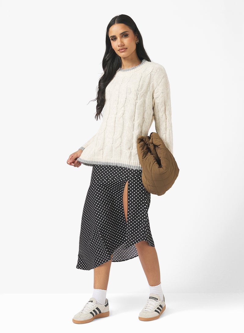 جينجر كنزة صوف محبوكة بأسلوب الكابل السميك - Image 4