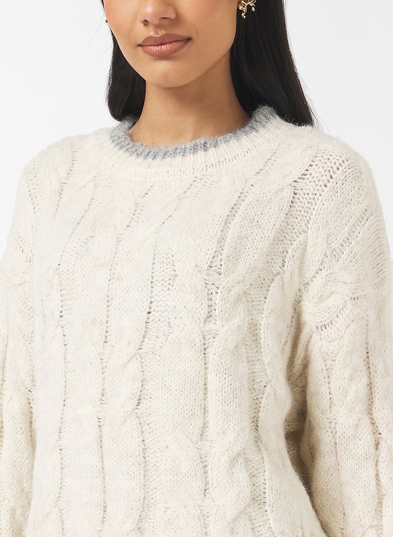 جينجر كنزة صوف محبوكة بأسلوب الكابل السميك - Image 3