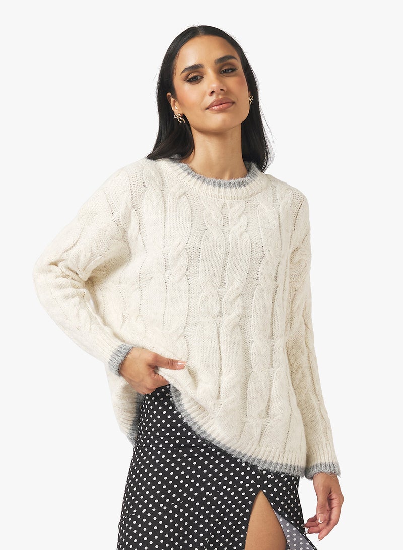 جينجر كنزة صوف محبوكة بأسلوب الكابل السميك - Image 1