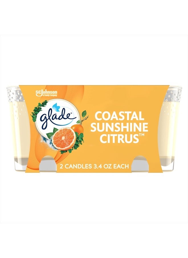 Glade Candle Jar, Air Freshener, Coastal Sunshine Citrus, 3.4 oz, 2 Count  - Image 1