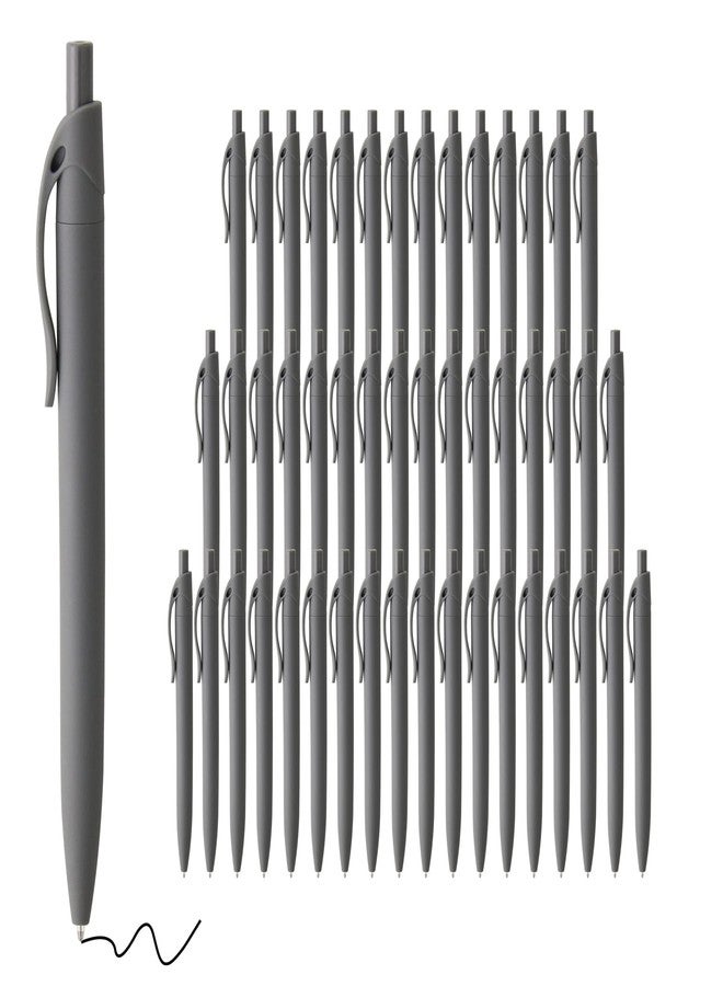 deegtran Pens Bulk, 50 Pack No Bleed Grey Barrel Black Ink Click Pens, Wholesale Retractable Ballpoint Pens, Pen Medium Point, Smooth black Ink Pen, 1.0MM - Image 1