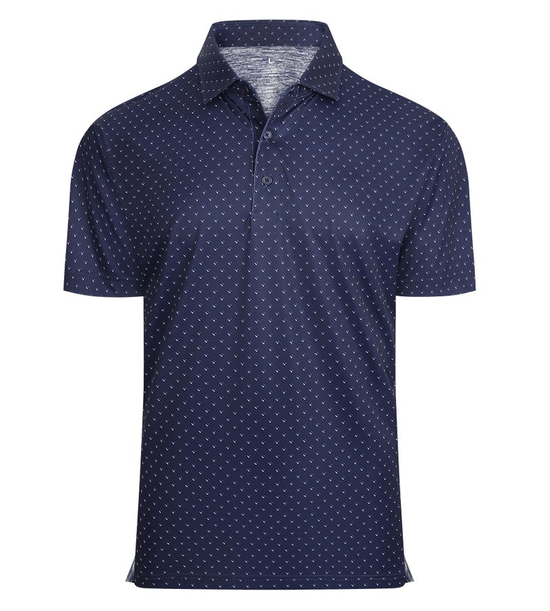Alex Vando Mens Golf Shirt Moisture Wicking Classic Print Golf Shirts for Men,Navy Sail,XXL - Image 1